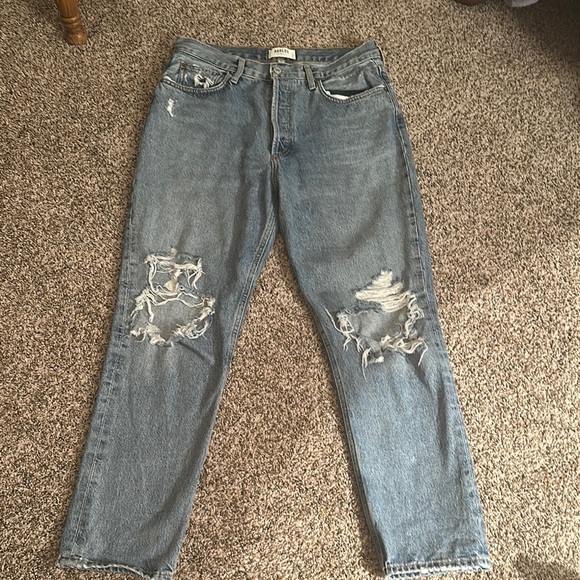 Agolde Denim - Agolde Light Blue Distressed Denim Jeans